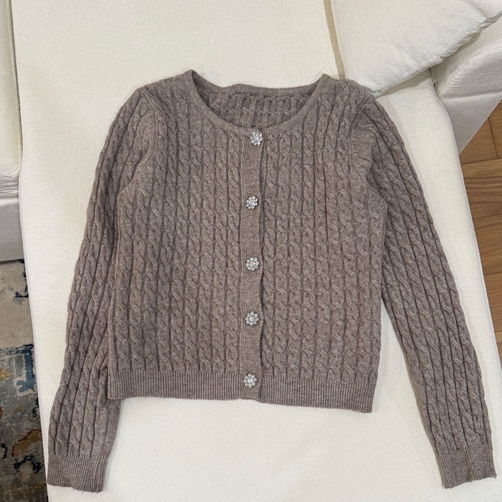 Italian Cable Knit Button-Up Sweater - Picture 2 of 3